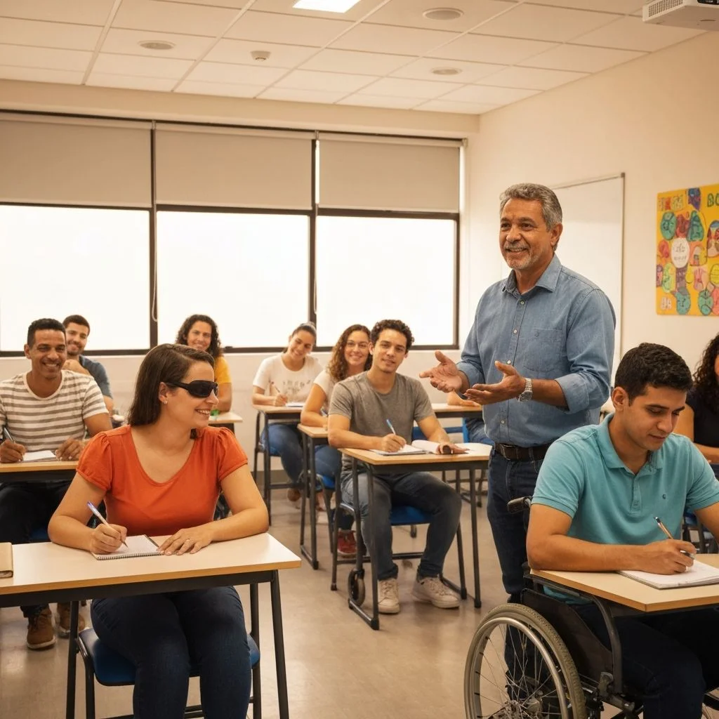 Sala de aula da Faculdade APAE Brasil